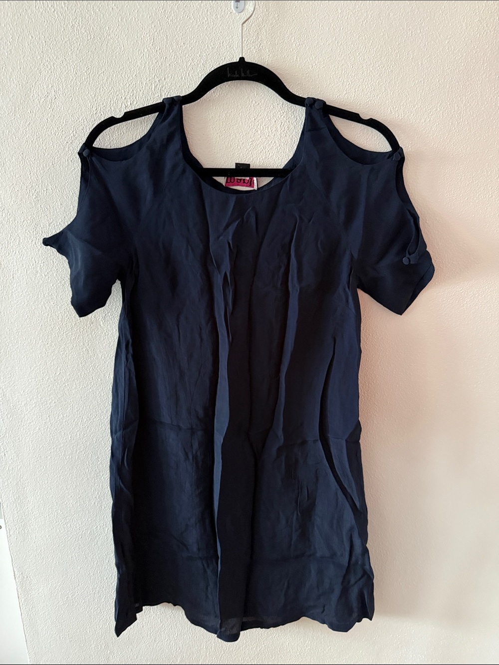 Navy Cold-Shoulder Tunic Top